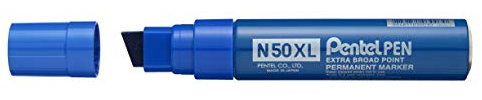 Pentel N50XL-C - Pennarello indelebile con punta a scalpello, confezione da 6, colore: Blu