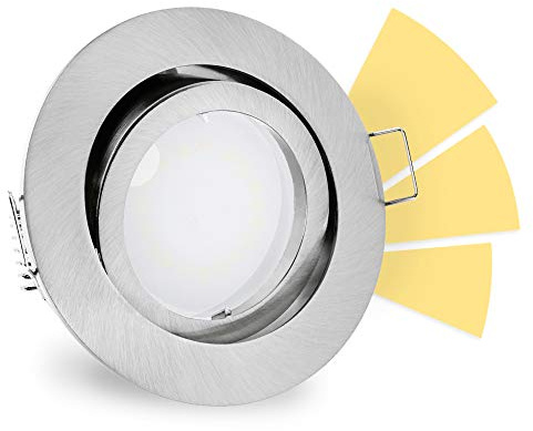 linovum® fourSTEP Deckenspot LED dimmen ohne Dimmer - LED GU10 5W warmweiß 230V - schwenkbarer Einbaustrahler rund gebürstet