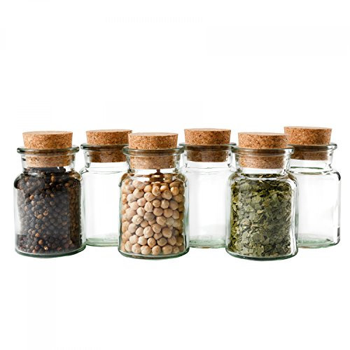 MamboCat 6er Set Gewürzgläser | Füllmenge 150 ml | Wiederverwendbare Glasdose + Korkverschluss | hochwertiges rundes Glas | Aufbewahrung von Tee Kräutern Gewürzen
