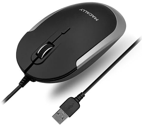 Macally Silent Wired USB Mouse - Slim & Compact for Apple Mac or Windows PC Laptop/Desktop - Optical Sensor & DPI Switch - Simple & Comfortable (Space Gray)