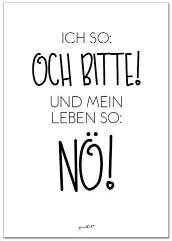 Typo Poster - Mein Leben so Nö! I Print Plakat in DIN A4 mit coolem Spruch I Statement lustig witzig modern I schwarz weiß I dv_463