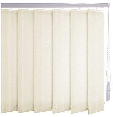 Sonnenschutz-HH® - Lamellenvorhang Creme Leinenoptik mit Streifen lichtdurchlässig - Breite 95 cm x 70 cm Höhe - Lamellenbreite 127mm Vertikaljalousie Vertikalanlage Schiebevorhang