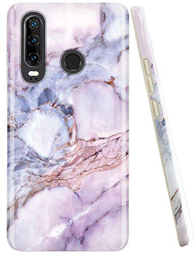 JAHOLAN Kompatibel mit Huawei P30 lite Hülle Handyhülle TPU Silikon Schutzhülle Handytasche Flexibel Handy Hülle Marmor Violett