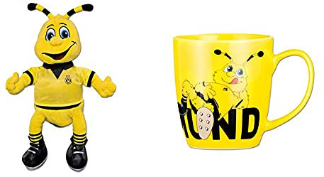 Borussia Dortmund, BVB-Emma Plüschfigur mittel, 02 Gelb, 30cm & BVB-Emma-Tasse, Gelb-schwarz, 0