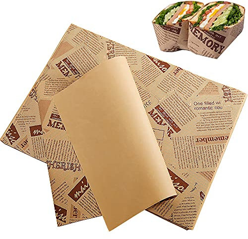 Aieraczy 26 * 36cm Wachspapier für Lebensmittel, 100 Blatt Käsepapier, Fettdichtes Papier, Pergamentpapier,Antihaft Butterbrotpapier für Burger, Pizza, Sandwiches, Brot, Fleisch