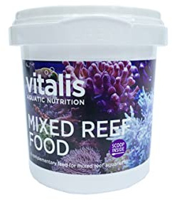 Vitalis Mixed Reef Food (50g, 100-400 Mikrometer Flocken) – mikronisiertes Aquarium Futter Pulver – Für Steinkorallen, Weichkorallen und Filtrierer