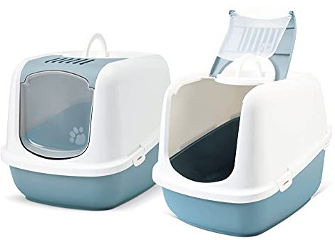 2er Sparpack XXL Katzentoilette Nestor Jumbo Weiss-blau