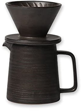 globe faith Handgefertigtes Kaffeebereiter-Set aus Steingut, Keramik-Kaffee-Brauer, Hand-Tropfer und Kaffeekanne, mikrowellengeeigneter Dekanter, Retro-Metallic-Glasur, 460 ml