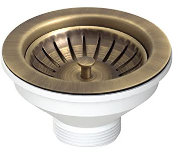 Piletta tappo cestello lavello acciaio d114 x 54mm senza troppo pieno ottone anticato 1 1/2 L.B. Plast D550-70-PIR