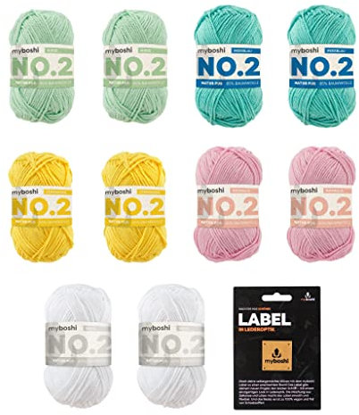 myboshi Easter Egg Wollpaket, No.2 Wolle, mit original Label, geeignet für Babysachen und Mützen, 10 Knäuel x 50g, Lauflänge 100m Easter Egg 10 Knäuel