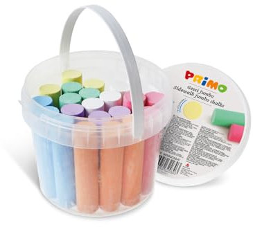 PRIMO - Gessi Colorati Street Art e Superfici Porose, 22 Pezzi x 7 Colori per Bambini Artisti +3 Anni, Pastelli Colorati Sfumabili non Polverosi per Cartoleria, Lavoretti Creativi per Bambini e Hobby