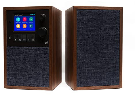 Grace Digital Mondo Elite Alto Smart Internet Radio con altavoz accesorio, Bluetooth, Wi-Fi, alarma de 7 días - Micrófono sin micrófono (nogal)