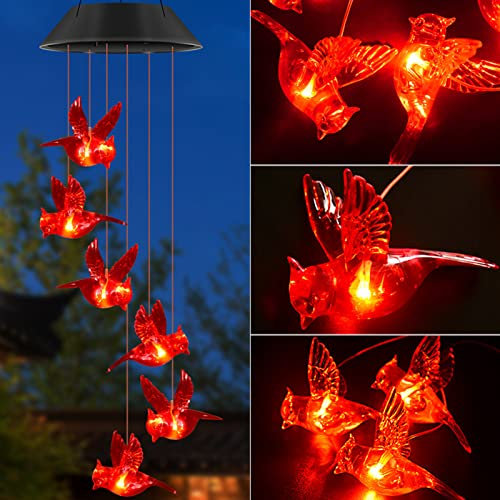 SYFUNLV Solarbetriebenes Kolibri-Windspiel-Licht,Solar-Windspiel, mobiles LED-Hänge-Windspiel wasserdicht, solarbetrieben, für Indoor Outdoor Patio Garten Terrasse Party Yard Dekor,
