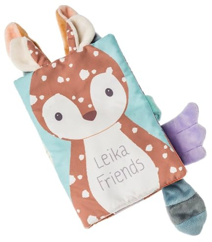 Mary Meyer Cuddlebook Soft Cloth Book Baby Toddler Activity Toy, 8 x 5-Inches, Leika Friends