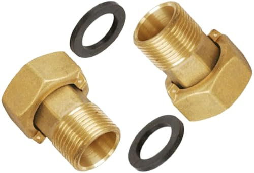 Raccord union laiton pour compteur d’eau – Taille 1/2 × 3/4 – Ensemble de 2 pièces – Filetage BSP – Installation rapide et étanche