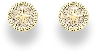 DUR Schmuck: Ohrring, Ohrstecker Kompassrose 2.0 10 mm, mit Strandsand, vergoldet, O5449