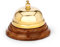 NKlaus Maritim Tresenglocke aus Messing massiv Gold mit Holzsockel 8x6cm Tischklingel 11587