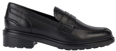 Geox D Walk Pleasure, Damen Leder Mokassins (Schwarz, Numeric_38), Schwarz, 38 EU