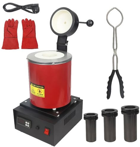 MFYDPP Horno De Fusión De Metales Capacidad De 1/2/3 Kg, Horno De Fundición De Oro Eléctrico, Máquina De Fusión, Kit De Horno De Fundición para Refinar Fundición De Oro Y Plata(Color:Rojo)
