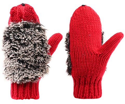 Qchomee Strickhandschuhe Igel Dicke Winterhandschuhe Warm Damen Winterhandschuhe Gestrickt Handschuhe Fäustlinge Frauen Thermohandschuhe Cartoon Fahrradhandschuhe für Outdoor