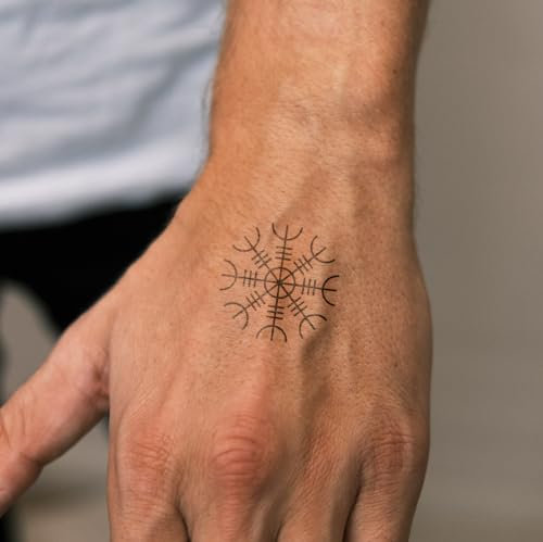Inkster® Vikinger Symbol Stärke Tattoo | Temporäres Tattoo mit EU-Kosmetikzertifizierung | wasserfest + vegan | revolutionäres 2-Wochen-Tattoo | Fake Tattoos und Klebetattoos für Erwachsene