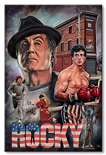 Poster Sylvester Stallone, klassisches Boxen, Filmposter, motivierende Wandkunst, Wohnzimmer, Büro, Wanddekoration, Schlafzimmer, Heimdekoration, Leinwandkunst, HD-Druck, Sportposter (40,6 x 61 cm,