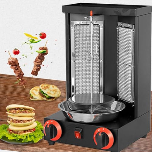 DPLXFPP Barbecue Grill Gas Professioneller Vertikaler Rotisserie-Ofen, Aufsatz-Kebab-Kocher, Rotierender Bräter, Backmaschine, Haushaltsgeräte Aus Edelstahl,Black-M