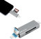 JJC Metall USB 3.0 SD Kartenleser, 3-in-1 USB 3.0 Micro USB 2.0 USB-C 3.0 mit Zwei Kartenschlitzen Externer Kartenleser für SD SDHC SDXC Micro SD TF Micro SDHC Micro SDXC UHS-I Speicherkarten (Grau)