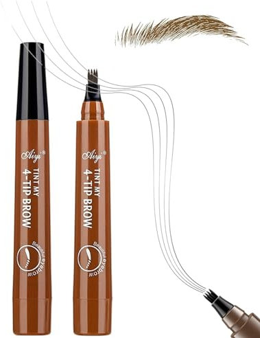 Tattoo Eyebrow Pen with Fork Tip - Waterproof Brow Pen with Micro-Fork Tip - Creates Natural Looking Stays Long-Lasting Smudgeproof Eyebrow Pen, 1 PC Dark Brown Eyebrow Pencils