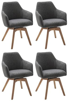 Polsterstühle - Anthrazit - Webstoffbezug - Holzgestell - drehbar - 4er Set