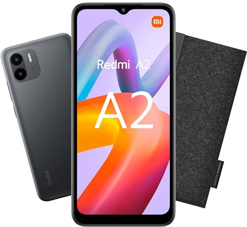 Xiaomi REDMI A2 3 64GB + Etui Inclus, Ecran de 6.5'', Smartphone Débloqué, Noir