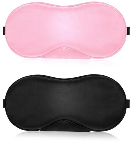 2 Stück Schlafmaske, Augenbinde Schlafen Weiche Schlafmaske Herren Frauen, Sleep Mask Seide Guter Lichtblockierende Schlafbrille mit Verstellbarem Gummiband für Reisen Yoga Nickerchen