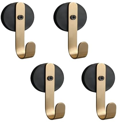 Awexilup 4 PCS Magnetic Hooks, Wreath Hanger for Front Door, Heavy Duty Strong Magnet Hooks with Metal Hook for Hanging Refrigerator Home Kitchen Office (Gold)