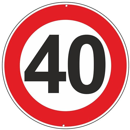 pubblimania panneau de signalisation routière en aluminium métal rond de 3 mm d'épaisseur pour extérieur Ø 30 (Vitesse maximale : 40 km, Paquet de 1)