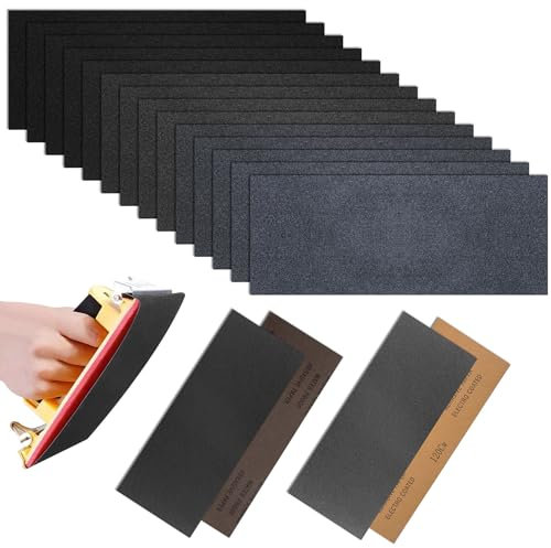 zrfgbxim 42 STK Schleifpapier Set, Nassschleifpapier Körnung von 120 bis 3000, Nass und Trocken Schmirgelpapier, Fein Wasserschleifpapier für Holz Metall Auto Lack Stein Wände Glas Schleifpapier