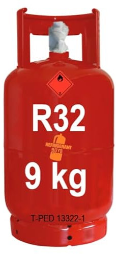 Kältemittelgas R32-Gasflasche mit 9 kg (Ventil W21,7×1/14″)