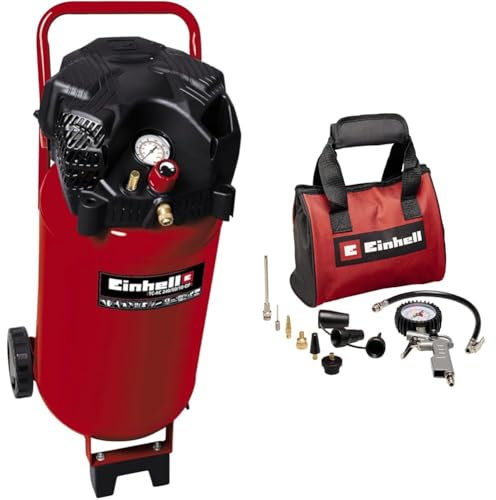 Einhell Kompressor TC-AC 240/50/10 OF (1500 W., max. 10 bar, 50 l-Tank, 240 l/min Ansaugleistung, Drehzahl 18000 min^-1, Druckminderer, Manometer, ölfrei, inkl. 10-tlg. Druckluftset)