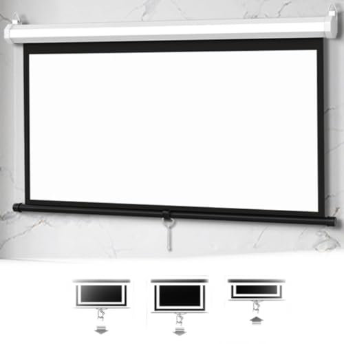 ZIUSFAC Beamer Leinwand 60 Zoll 16: 9 Projektionsleinwand Anti-Falten Projektion Leinwand HD Projektionswand Deckenmontage Projektionsvorhang Für Heimkino(60inch 16:9)
