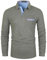 KUNJLELP Men's Premium Long Sleeve Polo Shirt Casual Cotton T-Shirt with Real Pocket,Grey 37,M