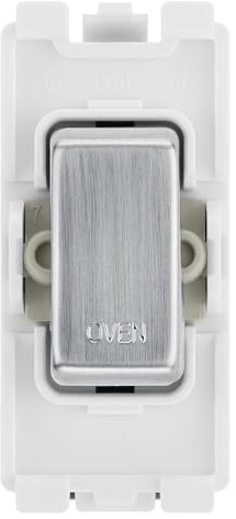 BG RROVBS Brushed Steel 20 Amp Double Pole Appliance Grid Switch Labelled Oven