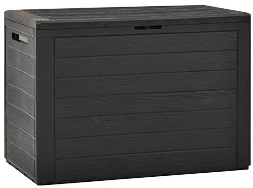 Homgoday Boîte de Rangement de Jardin Anthracite78x44x55 cm, Coffre à Coussins de Extérieur, Coffre à Outils de Jardin, Boîte de Stockage pour Balcon, Piscine, Terrasse