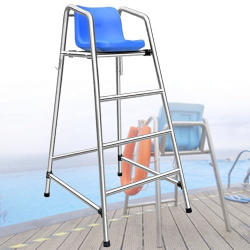 SACLMD Rettungsschwimmerstühle für Swimmingpools,hoher Rettungsschwimmerstuhl,robuste Deckstühle aus 304 Edelstahl für den Außenbereich,für See,Strand,Terrassenbarhocker,150cm