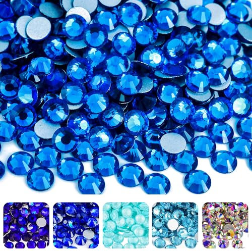 Blinginbox Non Hotfix Glass Rhinestones for DIY Crafts Phone Shoes, Wedding Decoration 1440pcs (2.7-2.9mm) SS10 Capri Blue