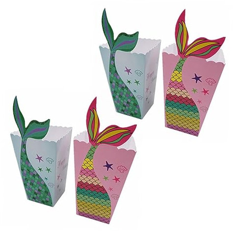 Alipis Cajas De 24 Piezas Bandeja de palomitas de sirena Suministros para fiestas temáticas de sirenas mini moldes para con tapas cotillon fiesta cotillones recipientes para alimentos