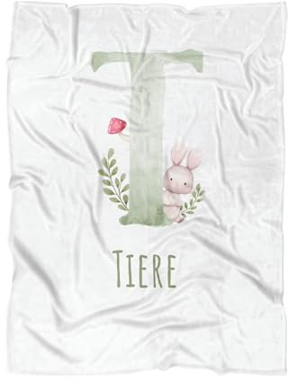 PICANOVA - Personalisiertes Handtuch mit Name und Buchstaben im Waldtier-Design - Badetuch aus Frottee, schnelltrocknend für Strand, Dusche - Strandtuch 140 x 90cm - Tiere Motiv