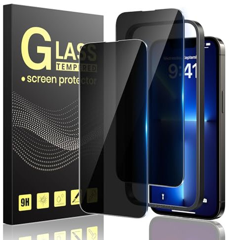 Guretok 2 Stück für Panzerglas Sichtschutz für iPhone 13 Pro Max Schutzfolie mit Rahmen 6,7 Zoll, Dunkle Schutzglas für iPhone 13 Pro Max Privacy Glas [Kratzfest] [9H-Härte] [Anti-Spy Folie]