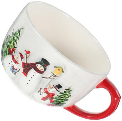 OFFSCH Weihnachtstassen Aus Keramik Mit Schneemannmuster Weihnachtsfrühstückstasse Als Geschenkbecher Cartoon-müslibecher Für Tee Kaffee Und Milch Weihnachtsdekor Und Partydekoration