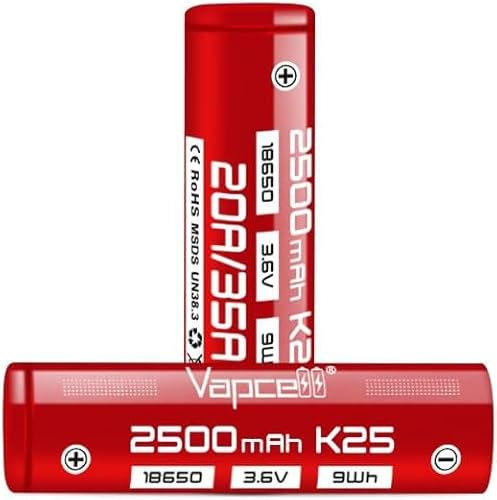 Vapcell K25 2500mah x 1 Single, Flat Top, Cylindrical Cell, Lightweight, Easy, Performance And Convenience, 2ml Cartridge No Nicotine