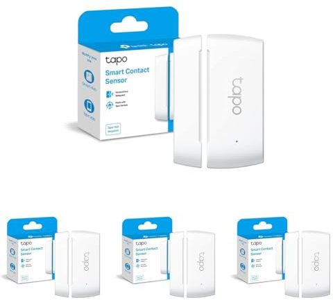 TP-Link Tapo T110 Smart Contact Sensor, Sensore di Contatto Intelligente, Domotica, Risparmio Energetico, Batteria Caricata, Avvisi di Intrusi, Hub Obbligatorio (Confezione da 4)