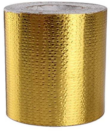 jiingekk Hitzeschutzband, Thermo-Barriere-Folienband, wärmereflektierendes Klebeband, Hitzeschutzband, Hochtemperatur-Bandageband für Schlauch und Auto, Gold, 5 m x 5 cm